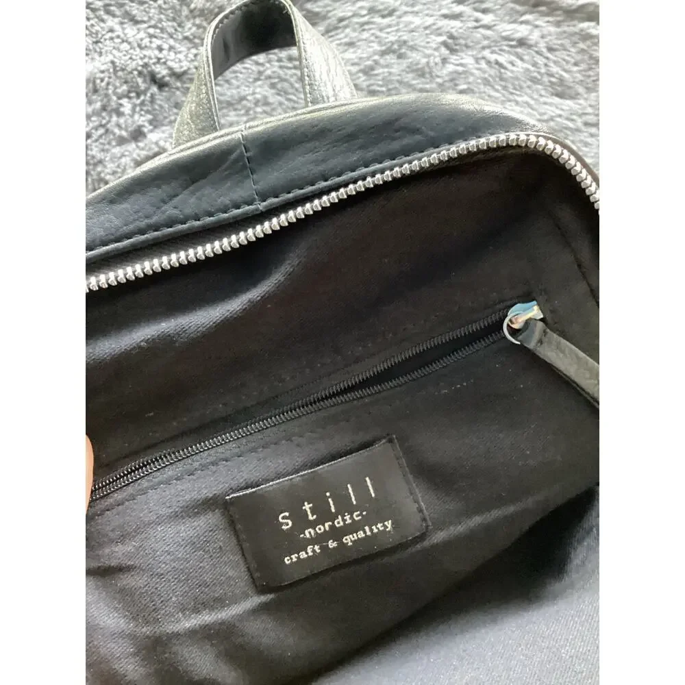 Still Nordic Flo‎ City Backpack 65654 Leather Quilted Mini Bag Travel Black